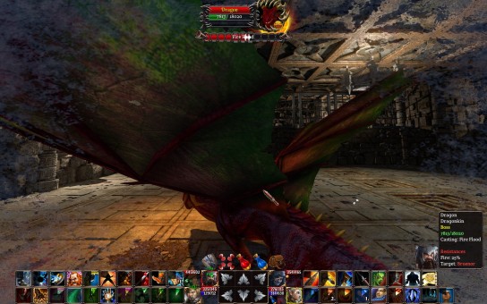 Maneuvering around big Dragon boss (screenshot by MardoG)